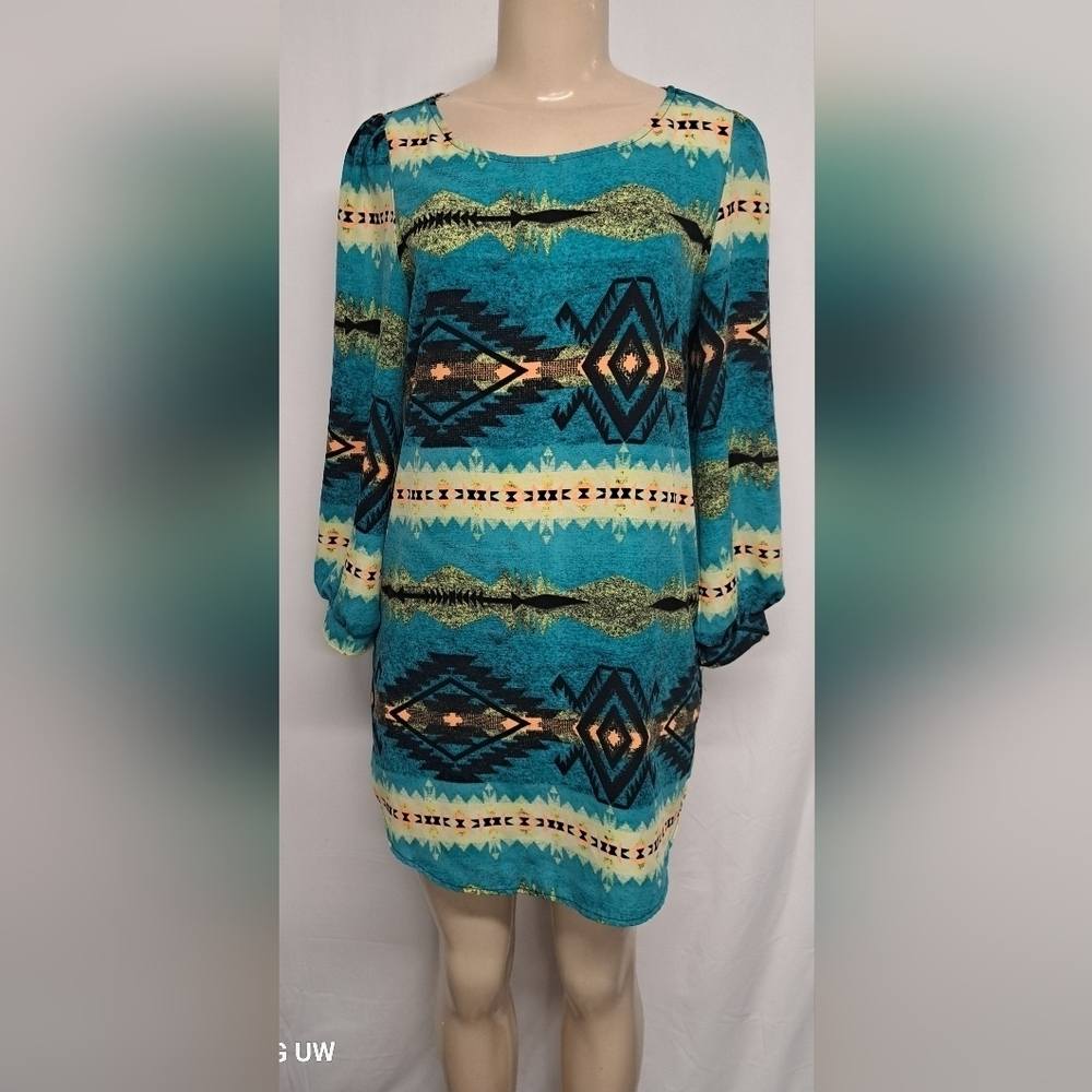 Love Culture M Polyester Tunic Dress Pullover  Colorful Lightweight Flowy